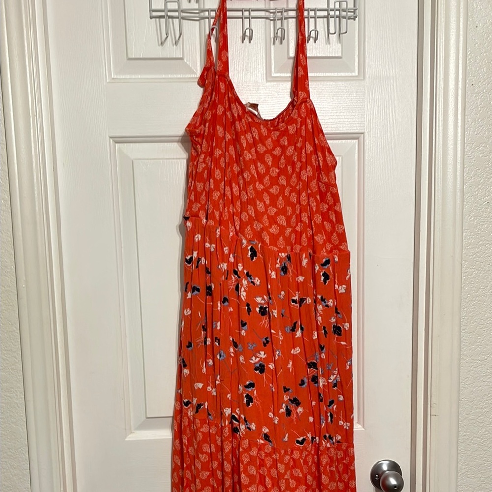 Coral cross back Floral Sundress